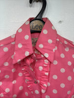 New Women’s Rockmount Pink Polkadot Long Sleeve Pearl Snap Size 30 YY-24