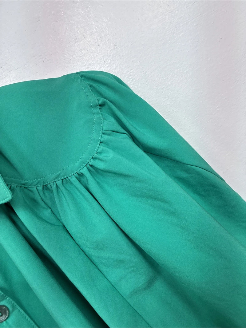 New Women’s H Bar C Green Long Sleeve Button Up Size 38 MM-88