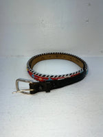 New Black Genuine Leather Beaded 30” Belt Z-64