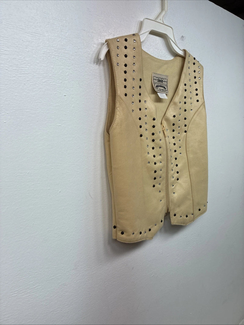 New Kids 1848 RanchWear Yellow Gem Zip Up Vest Sleeveless Size XS TT-110