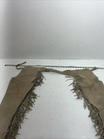 NOS Tan Show Chaps With Fringe Adjustable Waist 37” I-75
