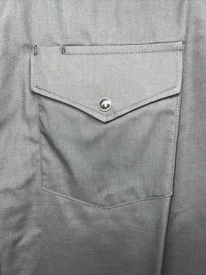 New Men’s Black White House Pearl Snap Long Sleeve Shirt. L Tall P-51