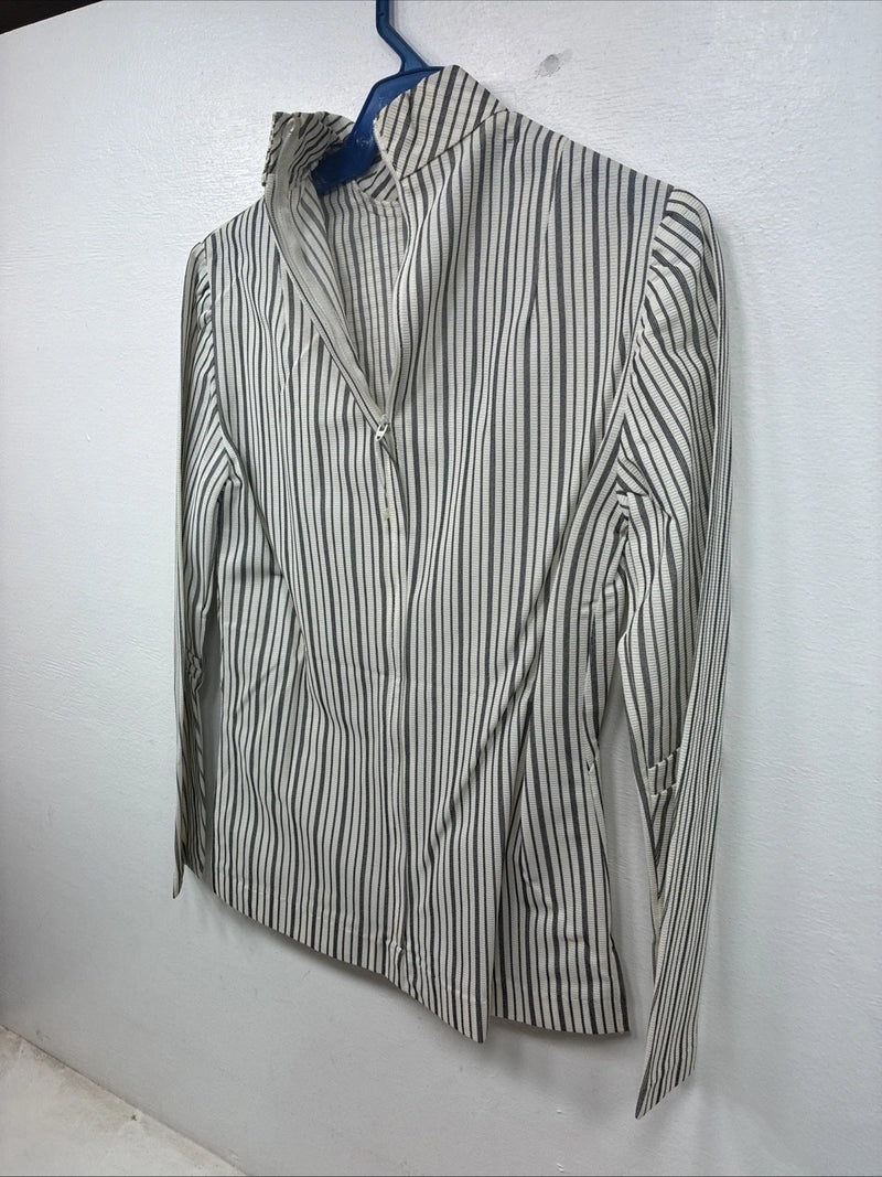 New Women’s TexasTogs Stripe Long Sleeve Zip Up Show Shirt Size 30 3B-2