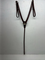 New Dark Oil Brown Genuine Leather Breatcollar With Metal Chest Piece Y-27