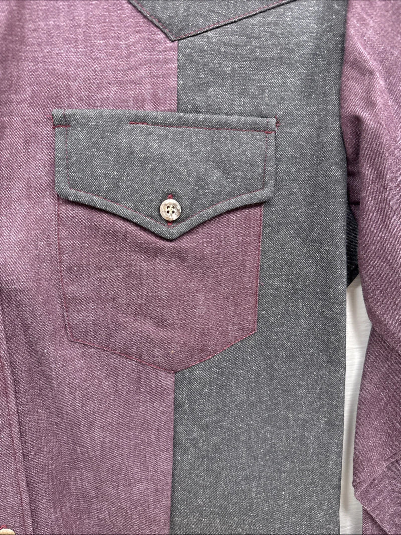 New Men’s Latigo Purple Green Long sleeve button up Medium B-79