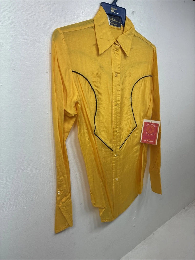 New Women’s Panhandle Slim Yellow Long Sleeve Button Up Small KK-69