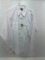 New Men’s ELY Cattleman White Long Sleeve Pearl Snap 16.5 X 36 Large AA-70