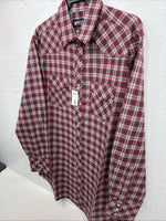 New Men’s White Horse Red Plaid Long Sleeve Western Pearl Snap XL J-39