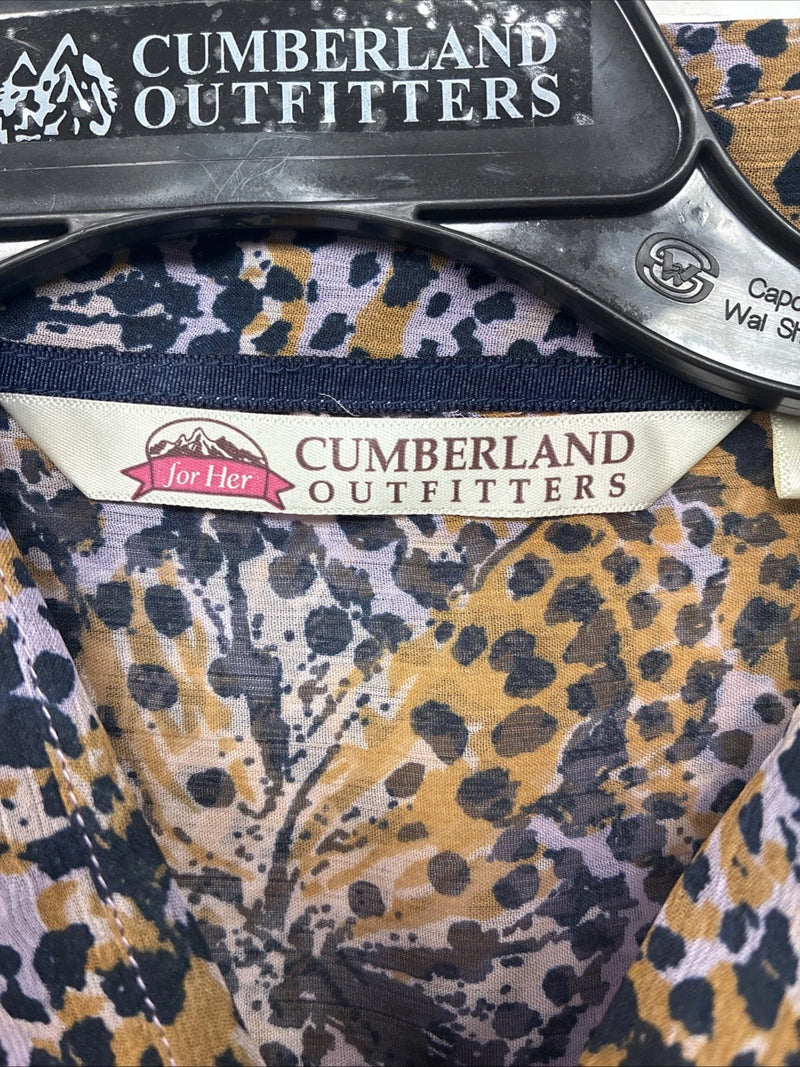 New Women’s Cumberland Purple Yellow Print Long Sleeve Pearl Snap 2XL GG-40