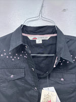 New Kids Cumberland Black Rhinestone Long Sleeve Pearl Snap Medium YY-19