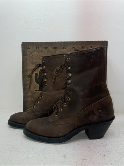 New Men’s Brown Lace Up Laredo Cowboy Boots. 1233 9.5 9 1/2 E E. 4-39