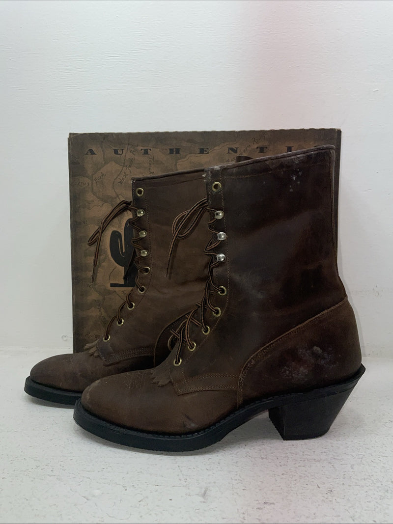 New Men’s Brown Lace Up Laredo Cowboy Boots. 1233 9.5 9 1/2 E E. 4-39