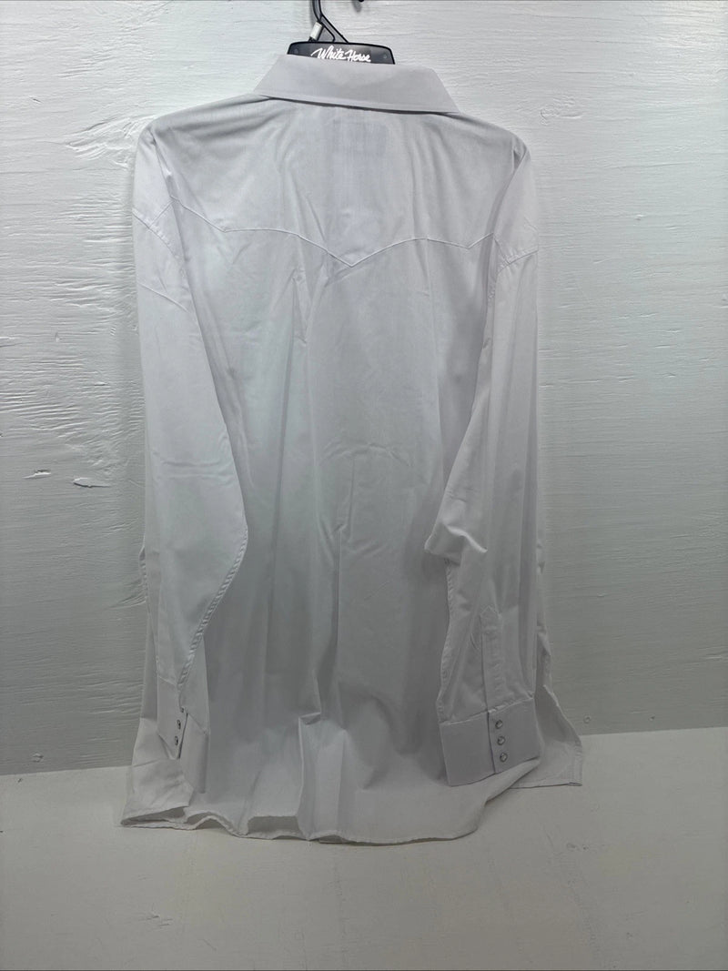 New Men’s White Horse White Long Sleeve Pearl Snap 4XL E-95