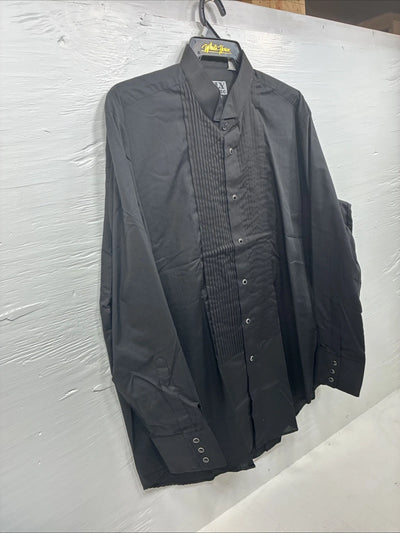 New ELY Tuxedo Black Long Sleeve Button Up English Shirt XL AA-50