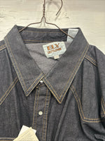 New Men’s ELY Cattleman Dark Jean Design Long Sleeve Pearl Snap Shirt 2XL H-21