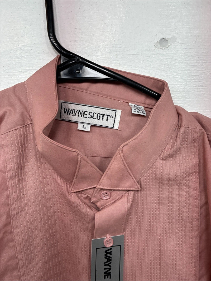 New Wayne Scott Pink Long Sleeve Button Up English Shirt Large MM-45