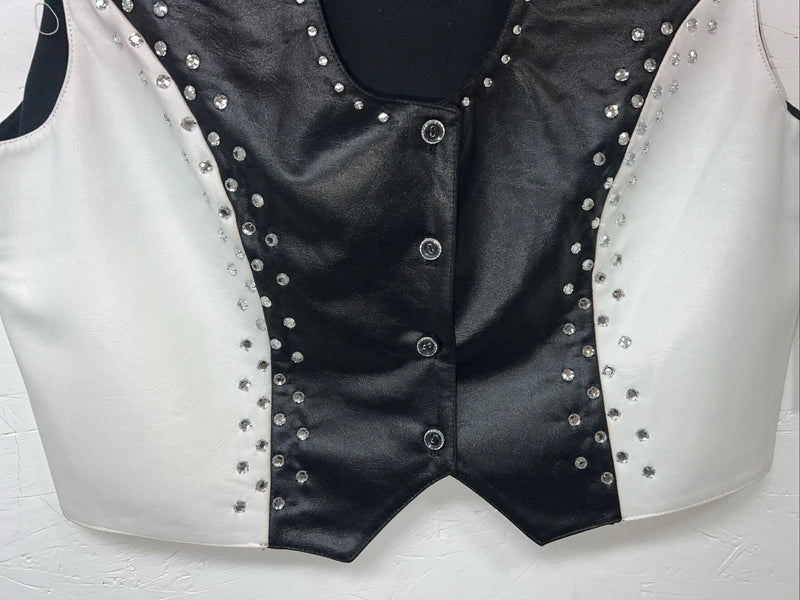 New Women’s 1849 Authentic Ranchwear Black White Western Vest XL #2929 UU-35