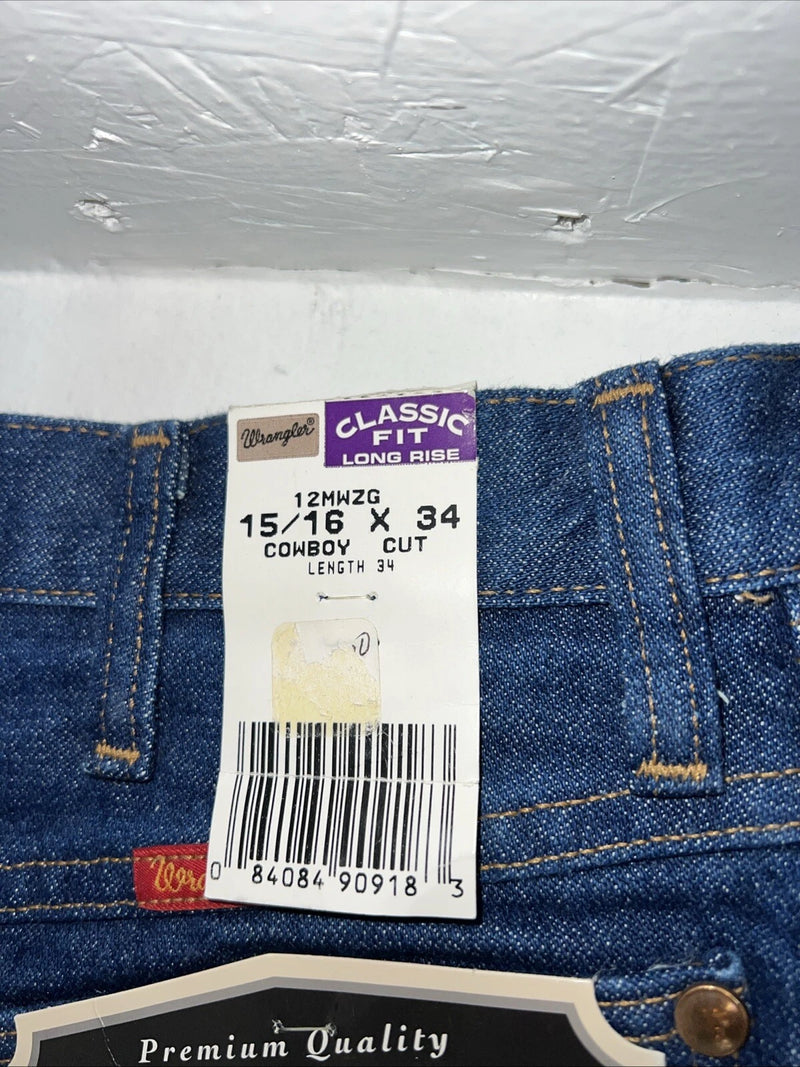 New Mens Cowboy Cut Classic Fit Wrangler Denim Jeans. 15/16x34 G-11