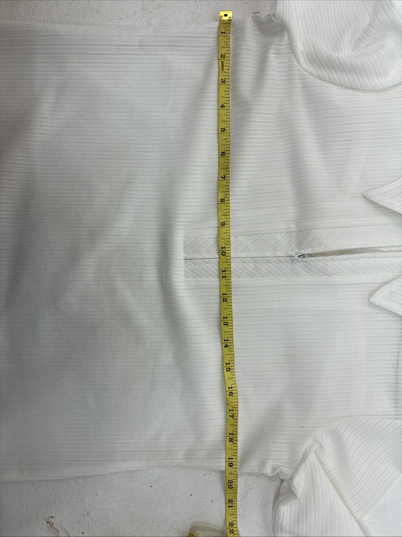 New Women’s H Bar C White Stripe Long Sleeev Half Zip Size Large TT-91