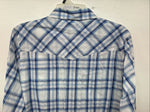 Me Women’s Cumberland Blue Plaid Long Sleeve Pearl Snap XL II-92