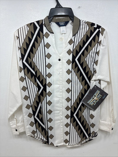 New Women’s Brooks & Dunn Tan Designed Long Sleeve Button Up XS MM-114