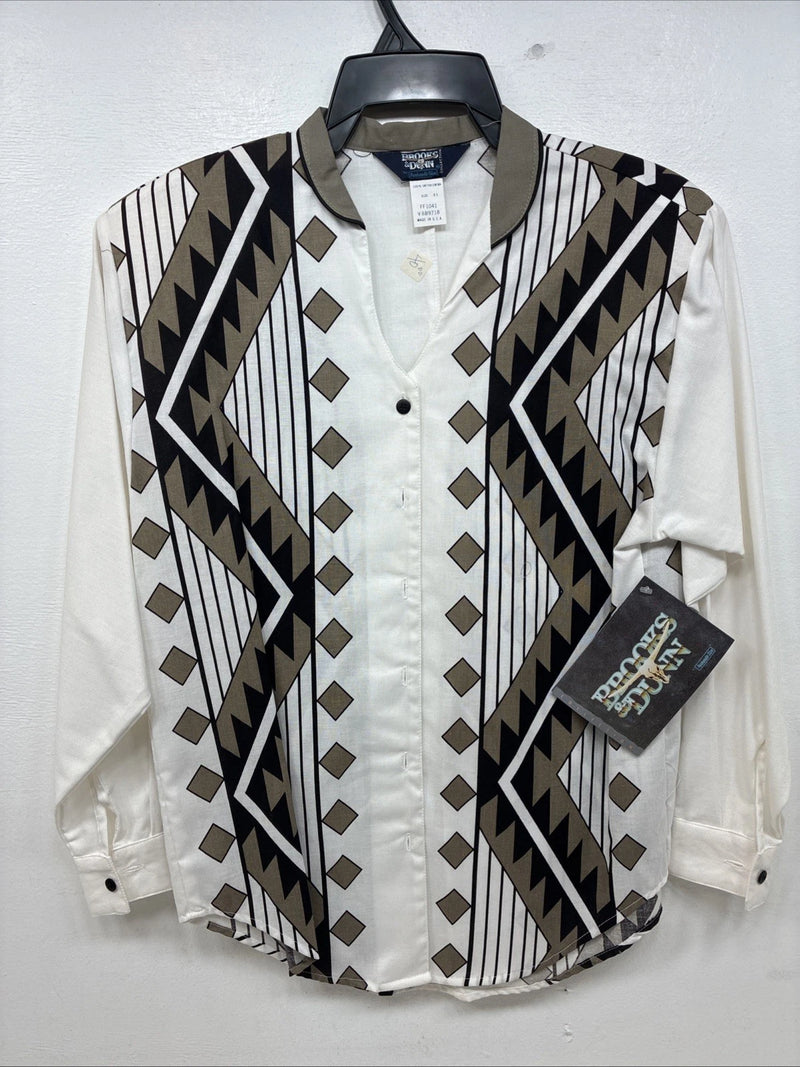 New Women’s Brooks & Dunn Tan Designed Long Sleeve Button Up XS MM-114