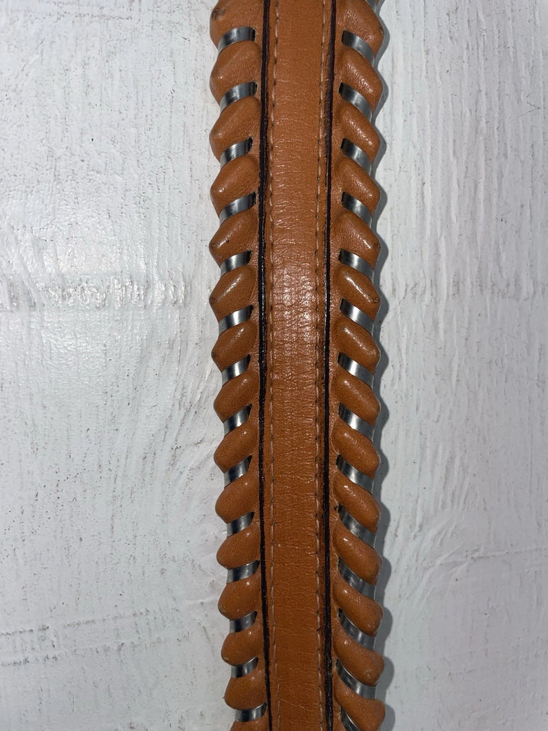 New Brown Genuine Leather Circle Y Weaved 30” Belt #8388 JJ-155