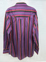 New Men’s ELY Cattleman Purple Stripe Long Sleeve Pearl Snap 15.5 Medium AA-112