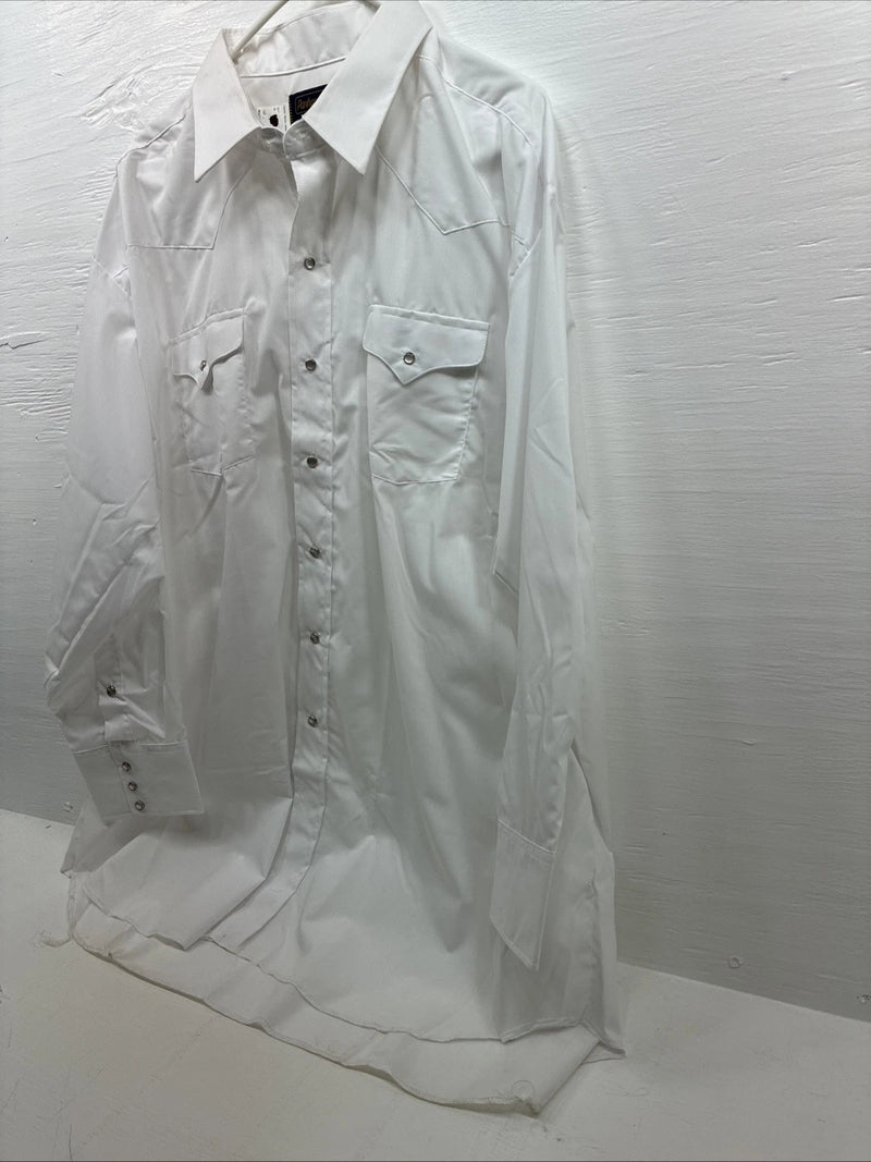 New Men’s Panhandle Slim White Long Sleeve Pearl Snap 3XL E-76