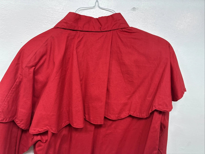 New Women’s Mine & Bills Red Long Sleeve Crop Button Up Large MM-130