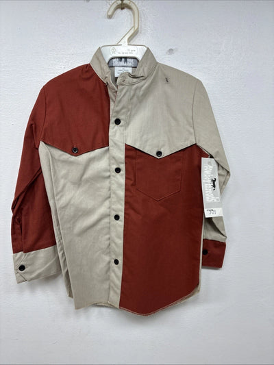 New Kids Cowboy Threads Orange Long Sleeve Button Up Size 5 TT-28