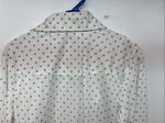New Women’s Lady DJ White Brown Polkadot Long Sleeve Pearl Snap Size 34 YY-114