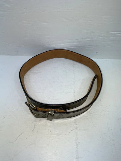 New Black Genuine Leather Circle Y Gold Glitter 30” Belt #F23 JJ-45
