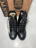 New Infant Dan Post Black Ostrich Print Lace Up Cowboy Boots. 4.5  4 1/2 D. 24-2