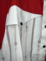 New Men’s Cowboy Threads Red And White Short Sleeve Button Up Small B-43