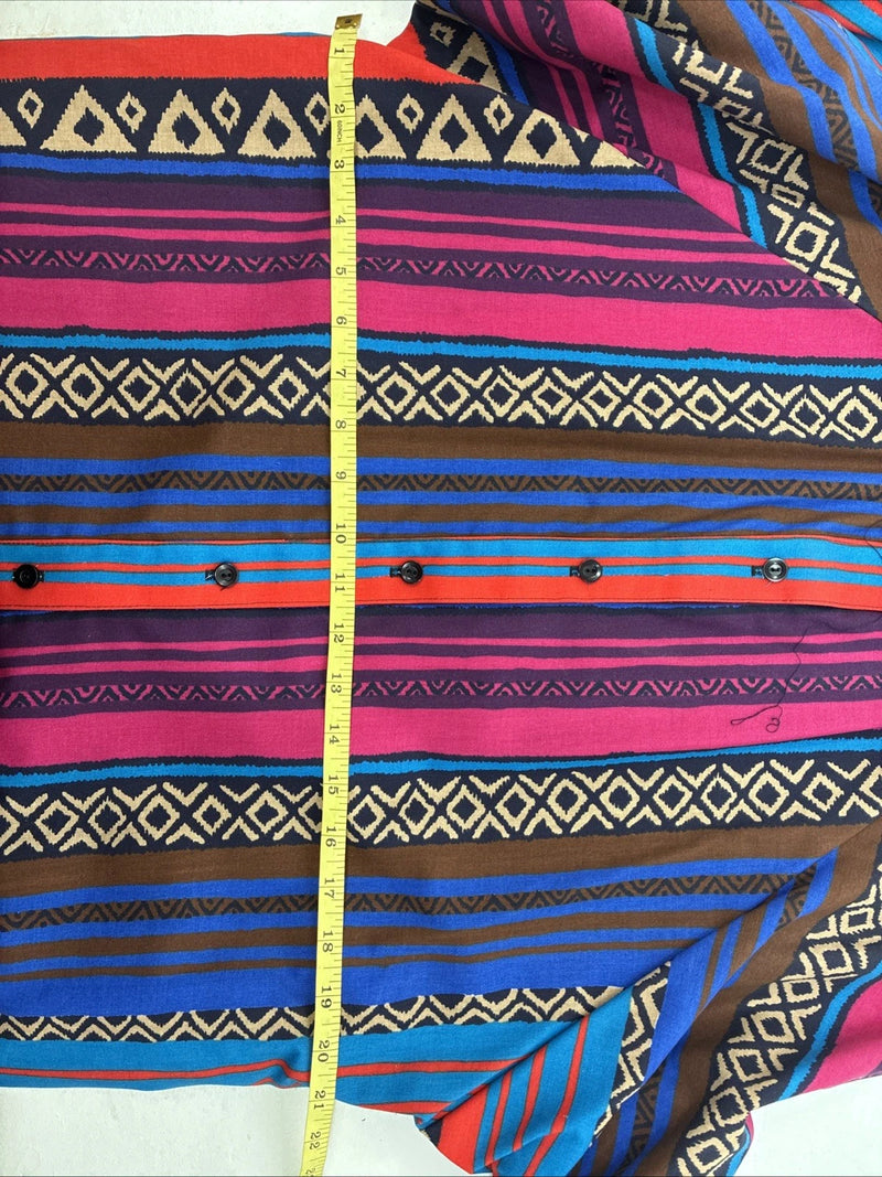 New Women’s H Bar C Multicolor Design Long Sleeve Button Up Size 14 MM-117 
