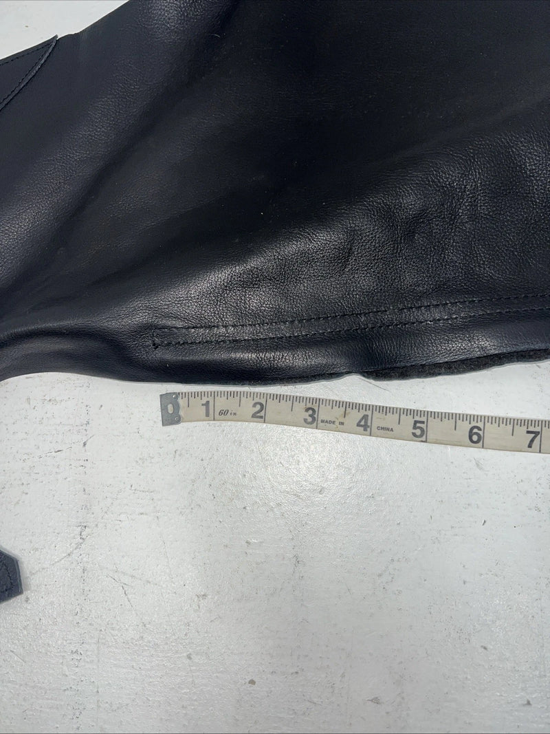 NOS Black Leather Show Chaps Adjustable Waist 45” Small N-37