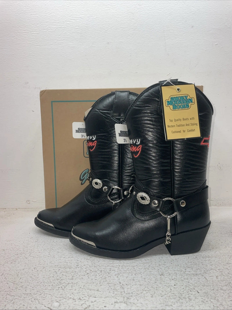 New Youth Black Smoky Mountain Cowboy Boots. 1079 Y 3.5 3 1/2. 22-64