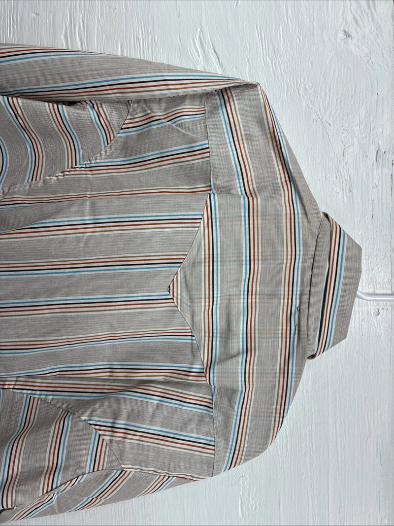 New Men’s Tem Tex Multicolor Stripe Long Sleeve Pearl Snap 16.5 X 34 Large R-18
