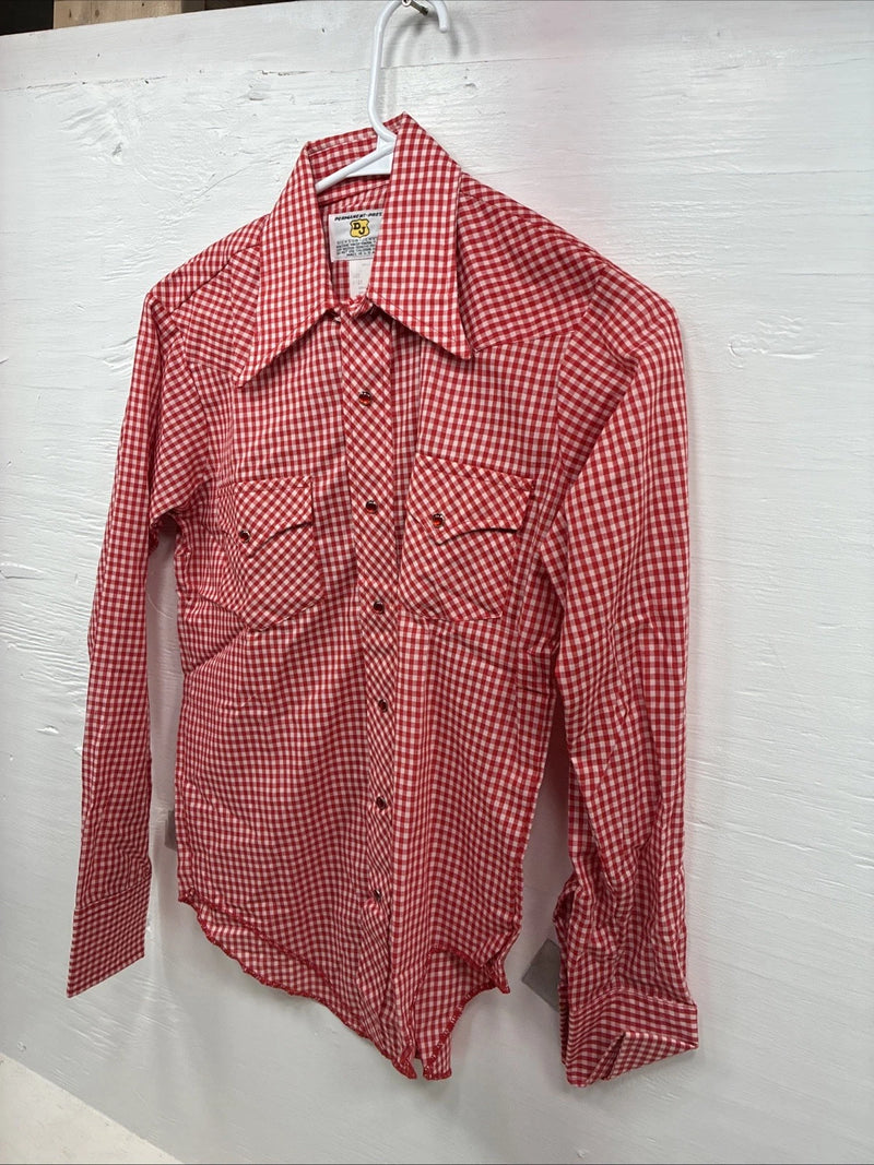 New Kids Dickson Jenkins Red Checker Long Sleeve Pearl Snap Size 16 CC-91