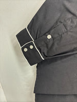 New Women’s White Horse Black Design Long Sleeve Pearl Snap XL II-25