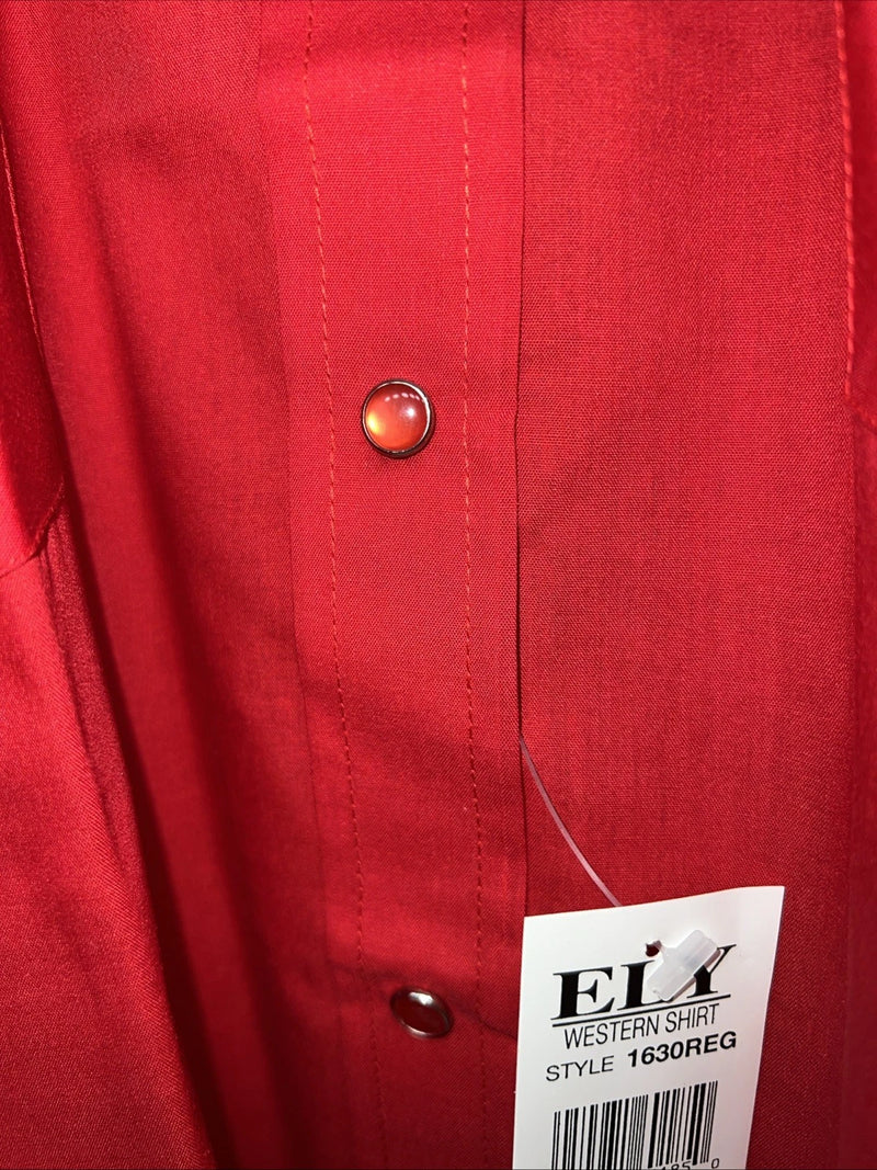 New Men’s Red ELY cattleman Short Sleeve Pearl Snap Shirt. 18.5 2XL G-78