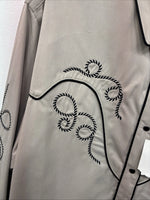 New Women’s White Horse Tan Design Long Sleeve Pearl Snap Large LL-29