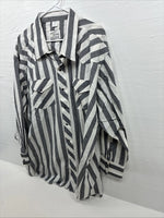 New Men’s Champion Western Grey White Strip Long Sleeve Pearl Snap 3XL E-53