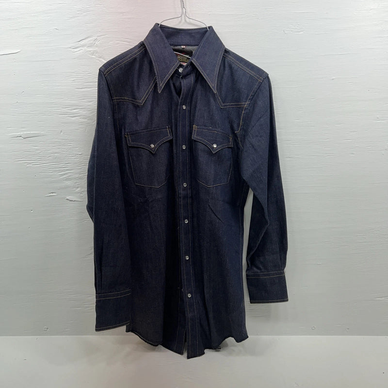 New Men’s Champion Western Blue Jean Long Sleeve Pearl Snap Small B-52