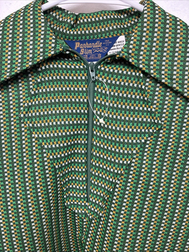 New Women’s Panhandle Slim Green Design Long Sleeve Half Zip Size 12 TT-61