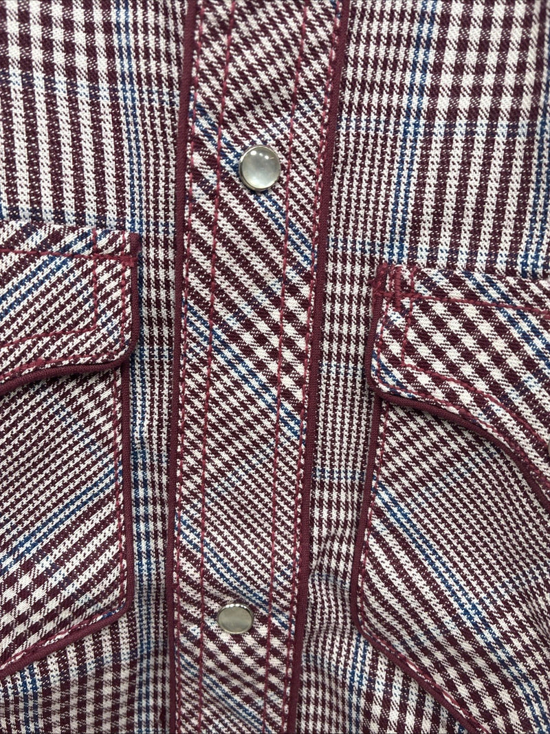 New Kids Champion Western Red Plaid Long Sleeve Pearl Snap Size 6 DD-50
