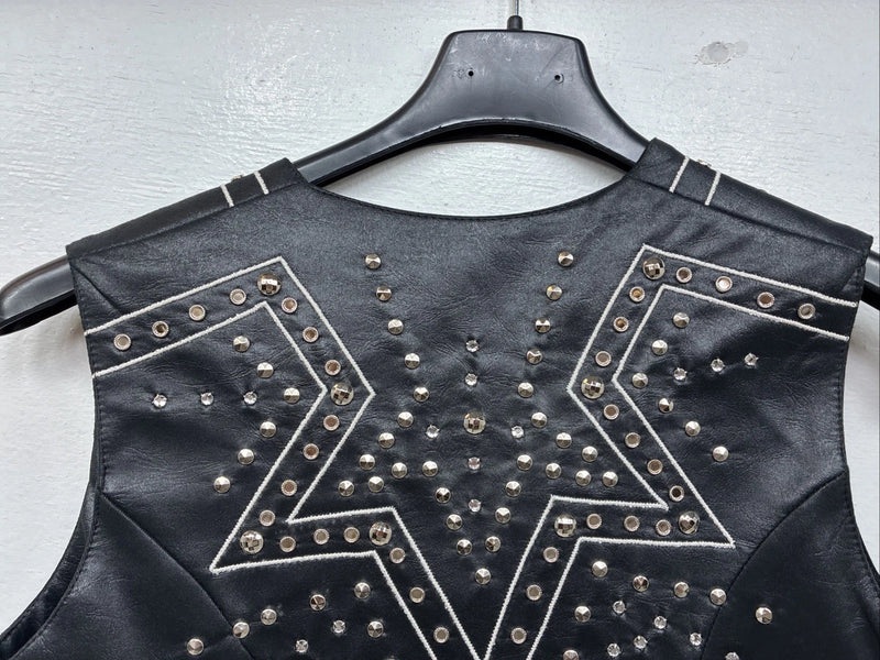 New Women’s 1849 RanchWear Black Rhinestone Vest Zip Up Size Medium YY-36