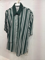 New Men’s Cowboy Threads Green Stripe Short Sleeve Button Up Large DD-43
