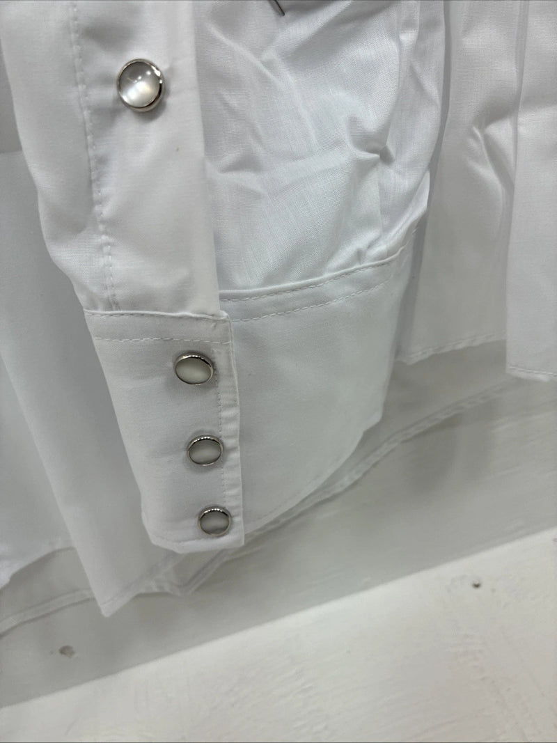 New Men’s Mesquite White Western Long Sleeve Pearl Snap 17.5 X 37 XL R-76